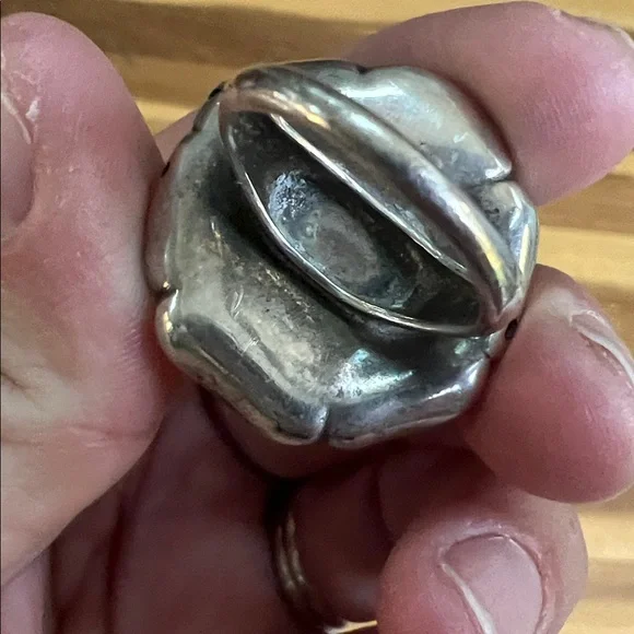 Vintage Sterling Silver 3D Rose Ring - Picture 3 of 7